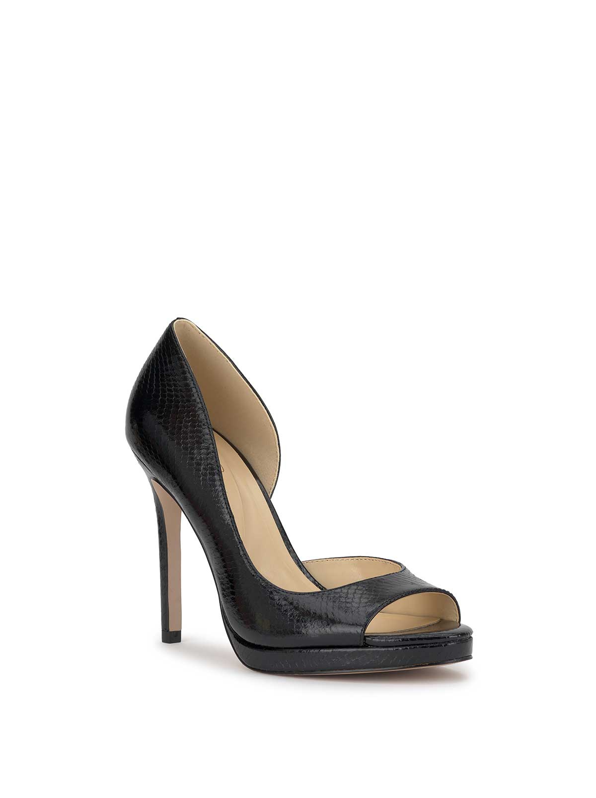 Kimli Peep Toe Pump in Black Snake
