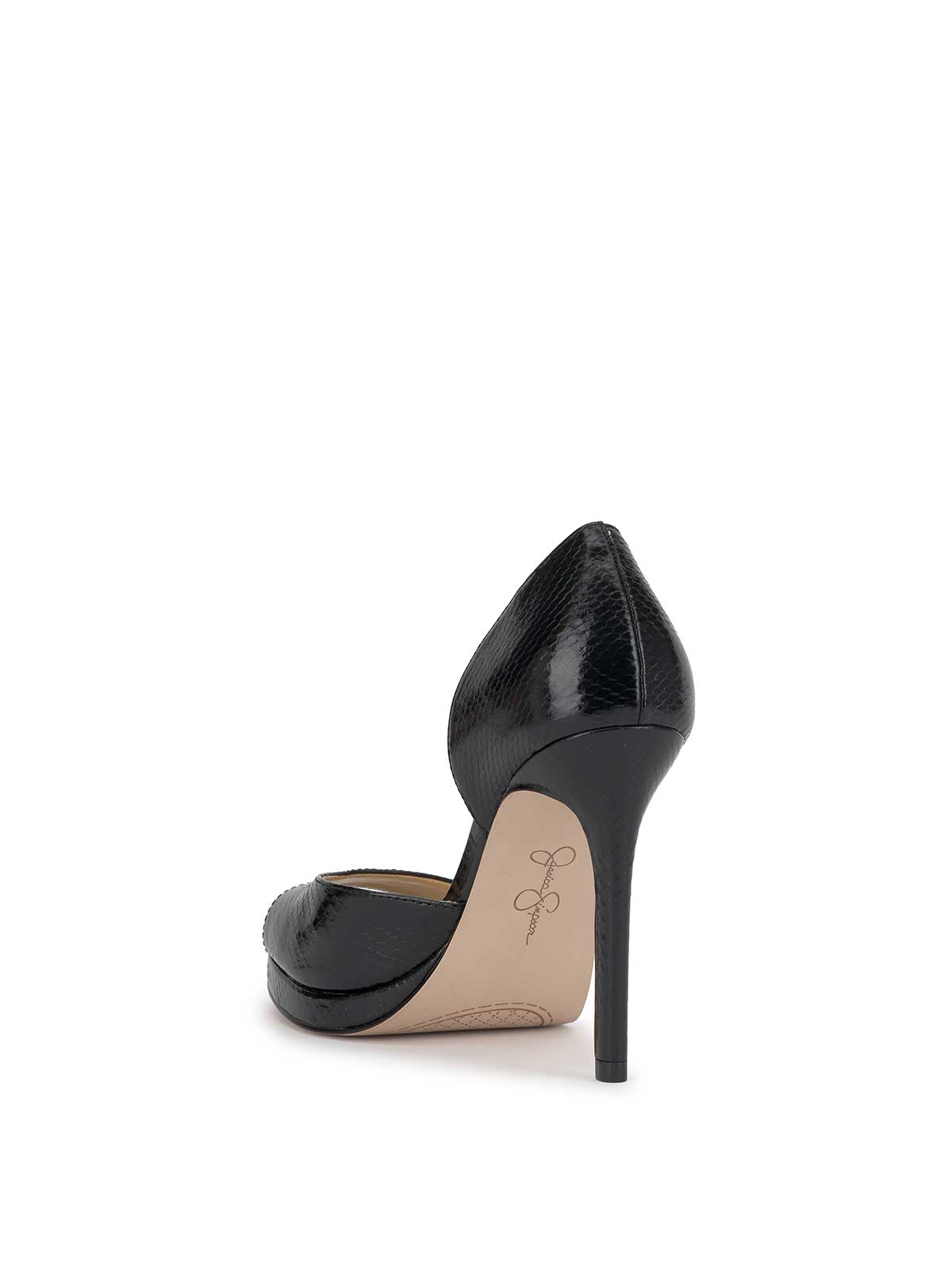 Kimli Peep Toe Pump in Black Snake