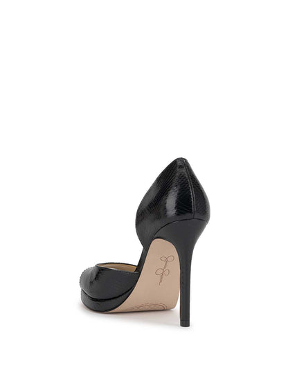 Kimli Peep Toe Pump in Black Snake