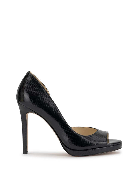 Kimli Peep Toe Pump in Black Snake