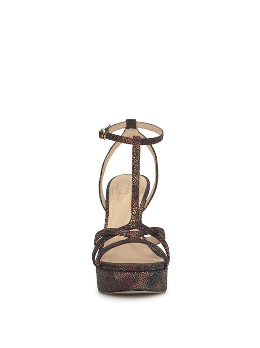 Sippete Platform Sandal in Bronze Snake