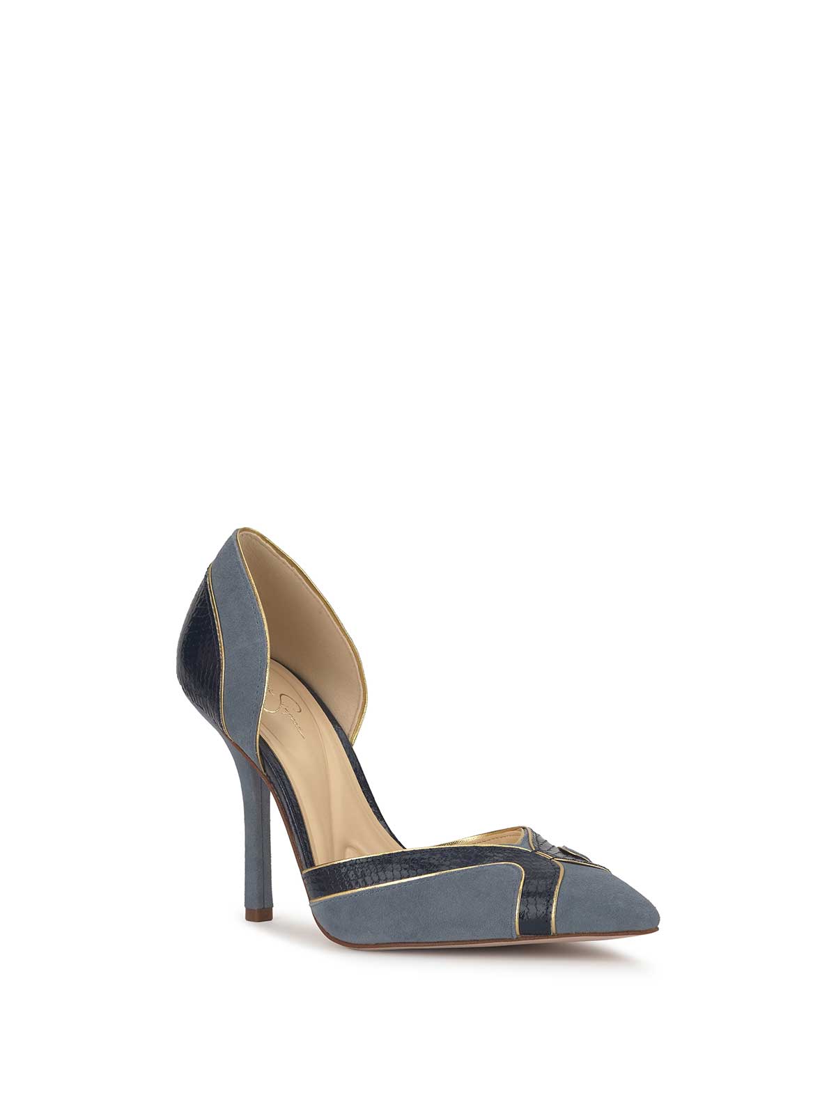 Vuley High Heel in Ash Blue & Dark Knight