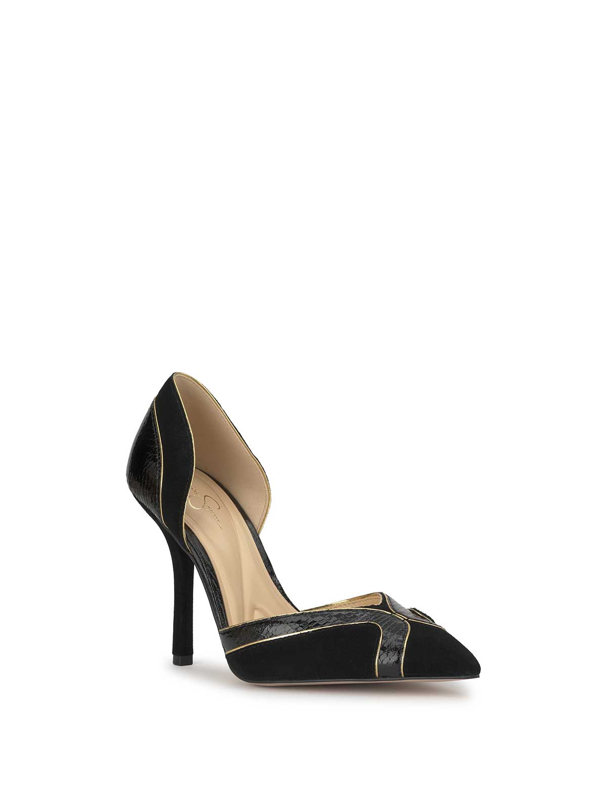 Vuley High Heel in Black & Gold