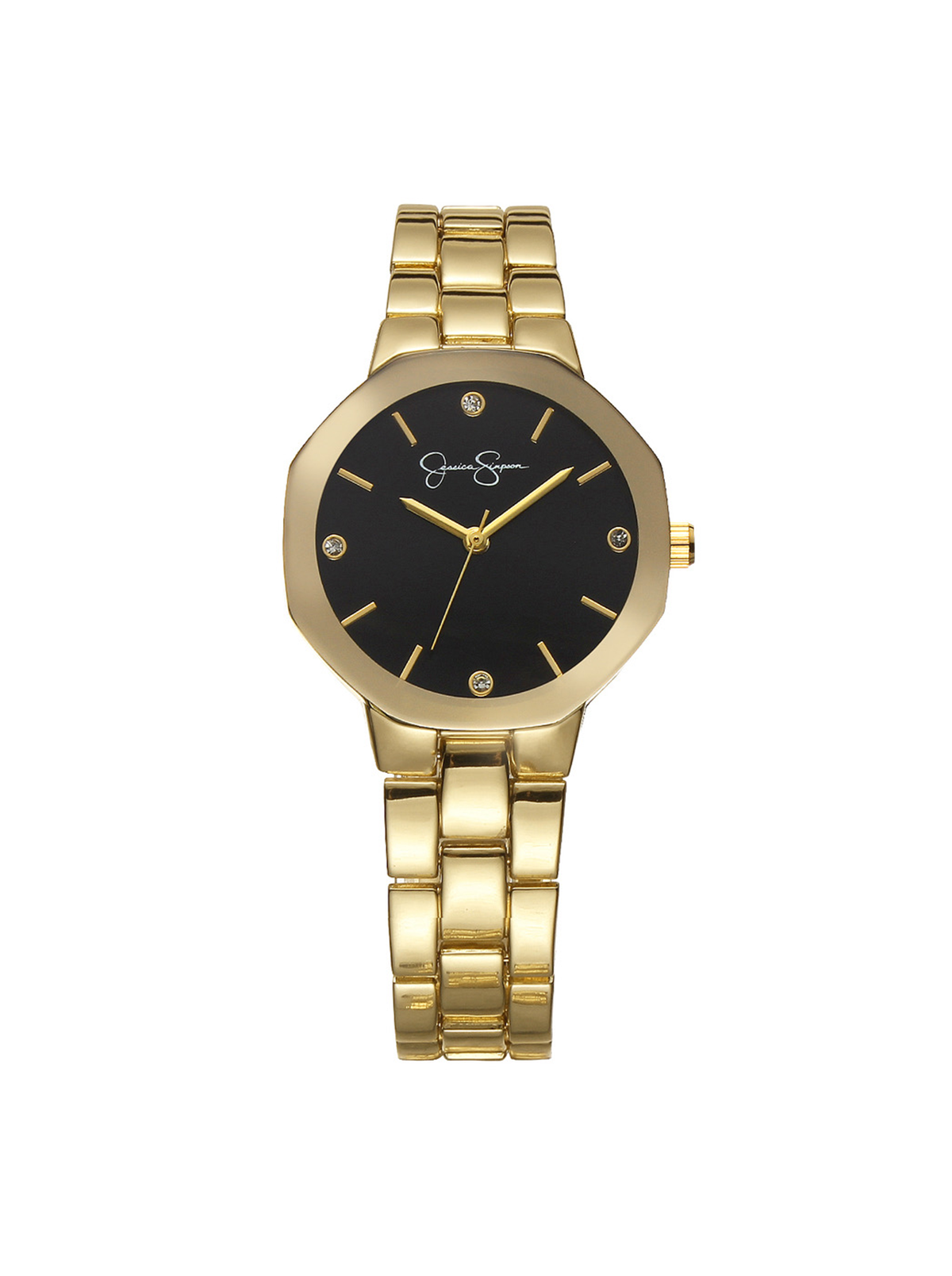 Metallized Bezel Bracelet Watch in Gold Tone