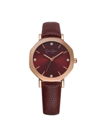 Metallized Bezel Strap Watch in Rose Gold Tone