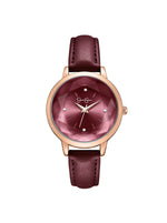 Faceted Glass Watch in Burgundy