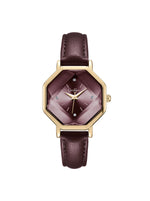 Octagonal Face Watch in Burgundy