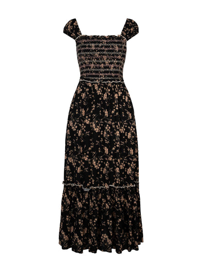 Clarice Maxi Dress in Obsidian Wispy Ditsies