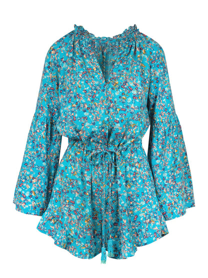 Aurelia Romper in Tile Blue Acrylic Ditsy