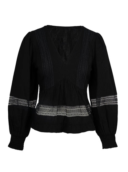 Elsie Babydoll Blouse in Black
