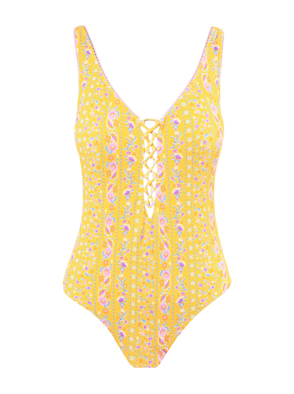 Lace Up One Piece in Foxglove Stripe