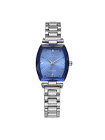 Faceted Bezel Bracelet Watch in Silver & Blue