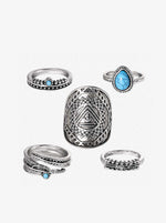 5-Piece Ring Set with Turquoise