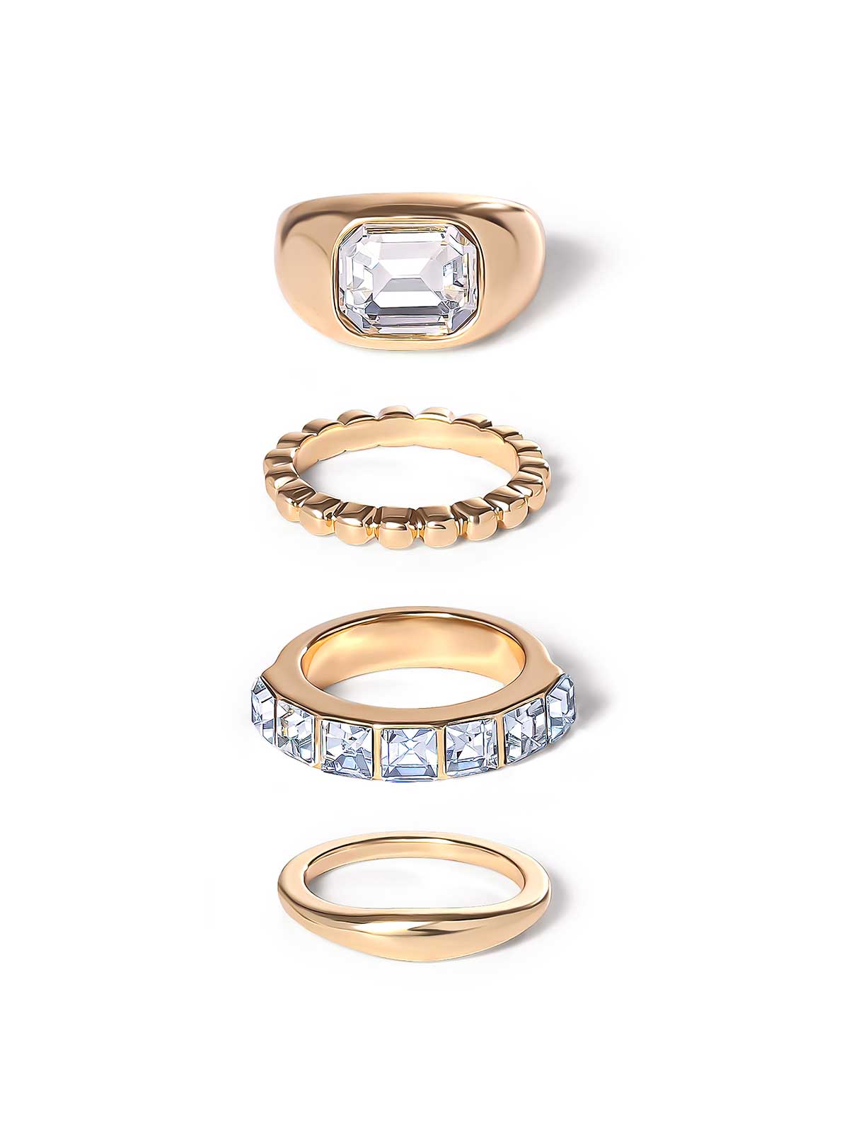 Gold 4 Piece Ring Set