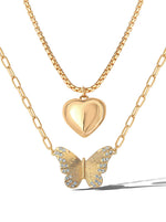 Butterfly Heart Layered Necklace