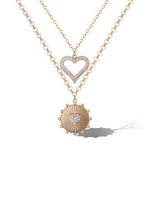 Layered Heart & Sunburst Pendant Necklace Set