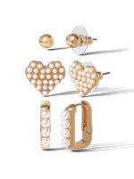 Pearl Accent Gold-Tone Earring Set