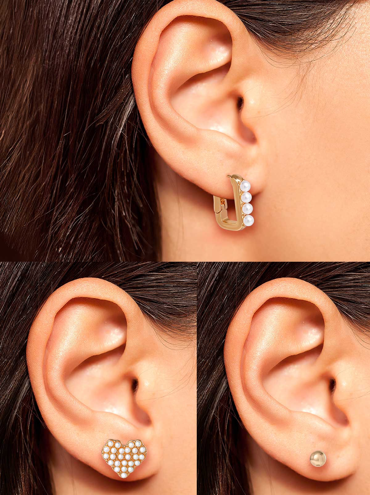 Pearl Accent Gold-Tone Earring Set