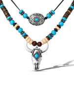 Layered Turquoise Bull Head Necklace