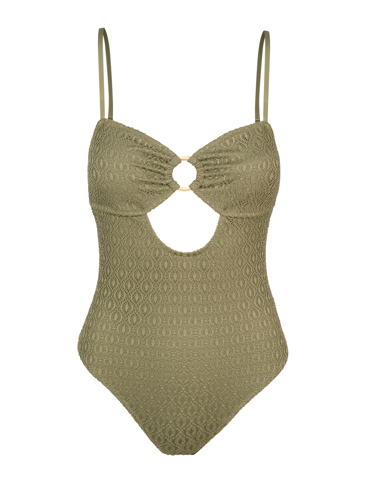 Crochet Ring Bandeau One Piece in Olive
