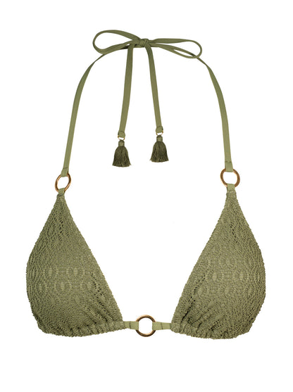 Crochet String Bikini Top in Olive