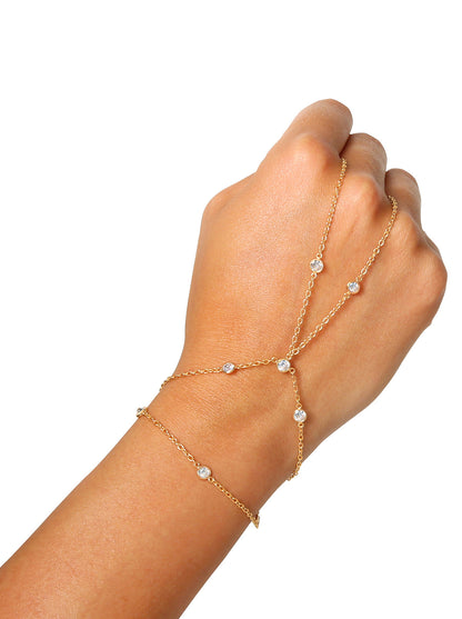 Demi Fine Hand Chain in Jeweled Gold