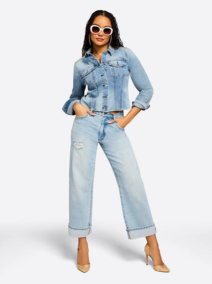 Valentine Wide Leg Boyfriend Jeans in Dearest