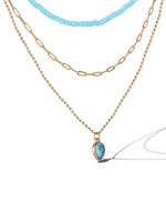 Layered Turquoise & Gold Bead Necklace
