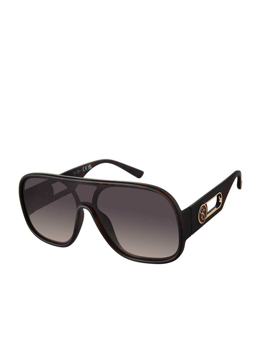 Modern Shield Aviator Sunglasses in Matte Tortoise