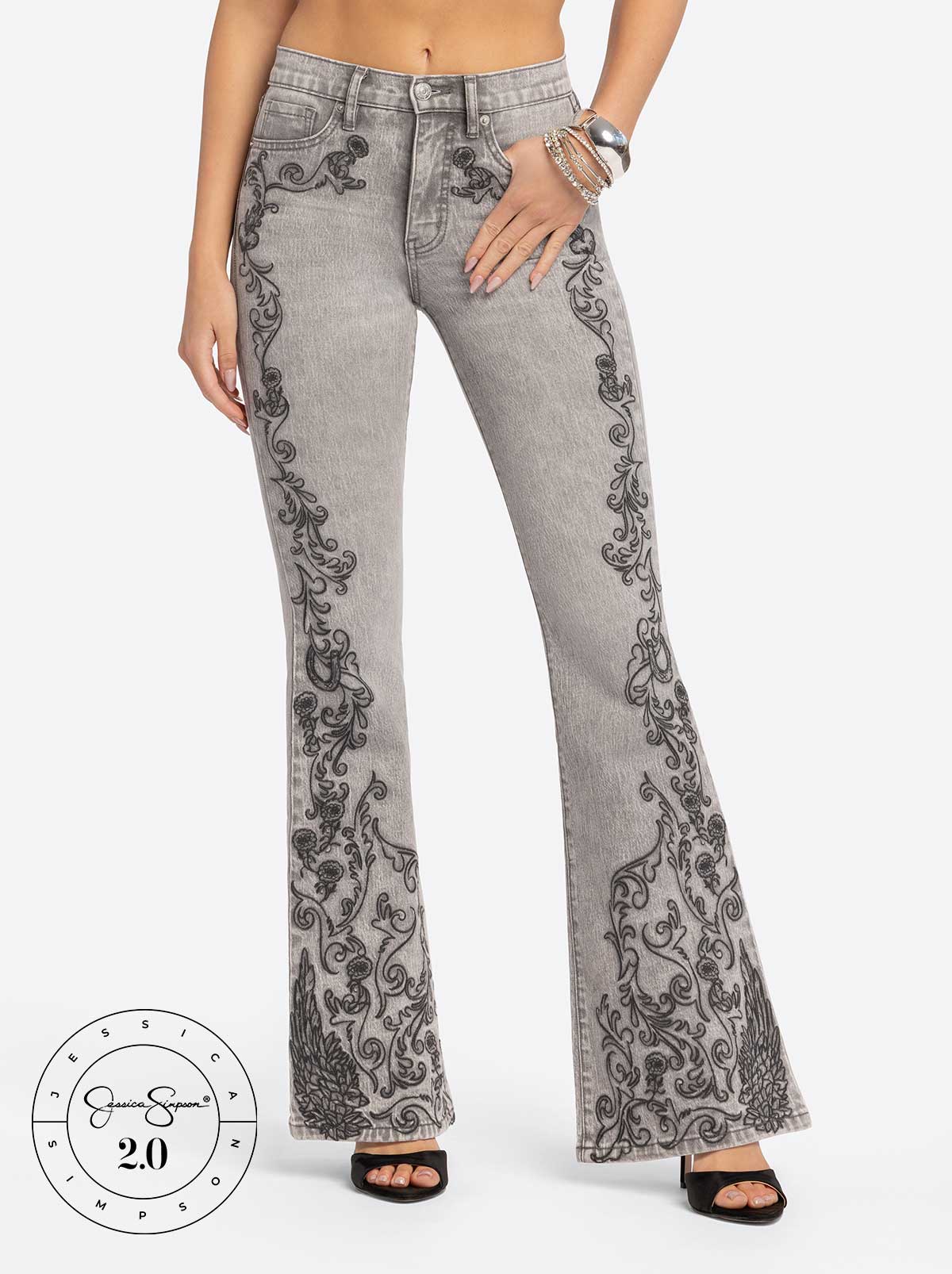 Jessica Simpson 2.0 Stevie Flare Jeans in Grey