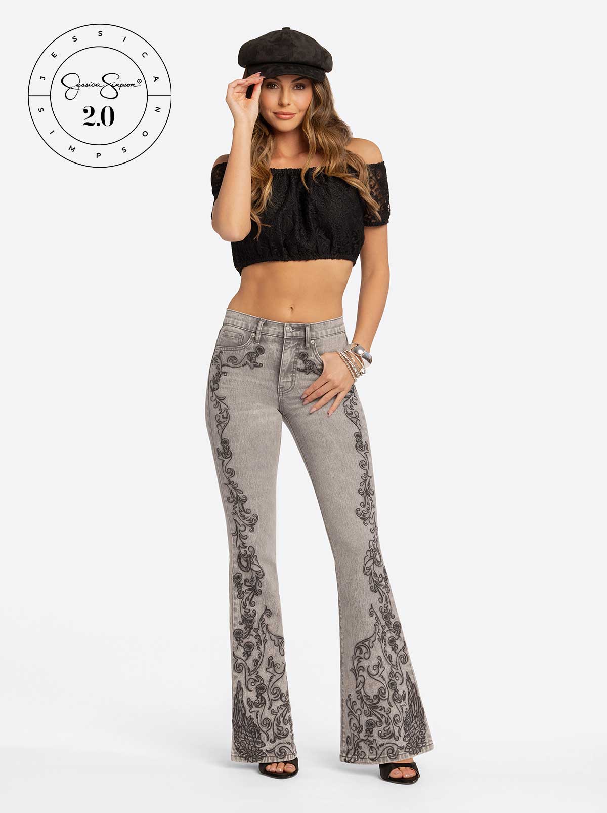 Jessica Simpson 2.0 Stevie Flare Jeans in Grey