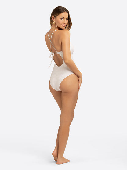 Twisted Jacquard Classic One Piece in White