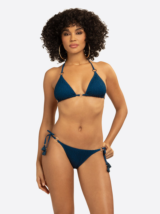 Crochet String Bikini in Dark Denim