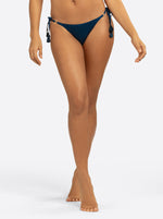Crochet String Bikini Bottom in Dark Denim