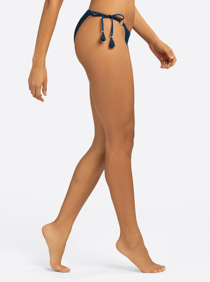 Crochet String Bikini Bottom in Dark Denim