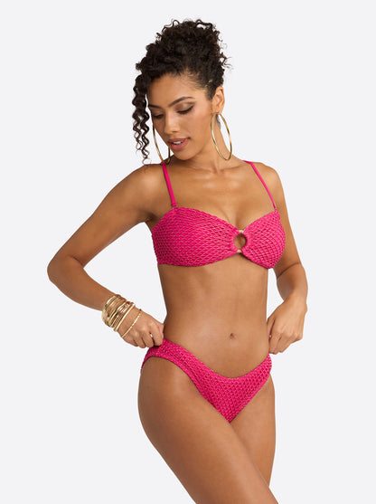 Crochet Ring Bandeau Top in Berry