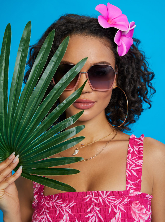 Geometric Metal Sunglasses in Rose Gold