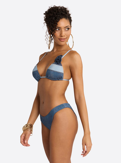 Triangle Bikini Top in Denim Dream