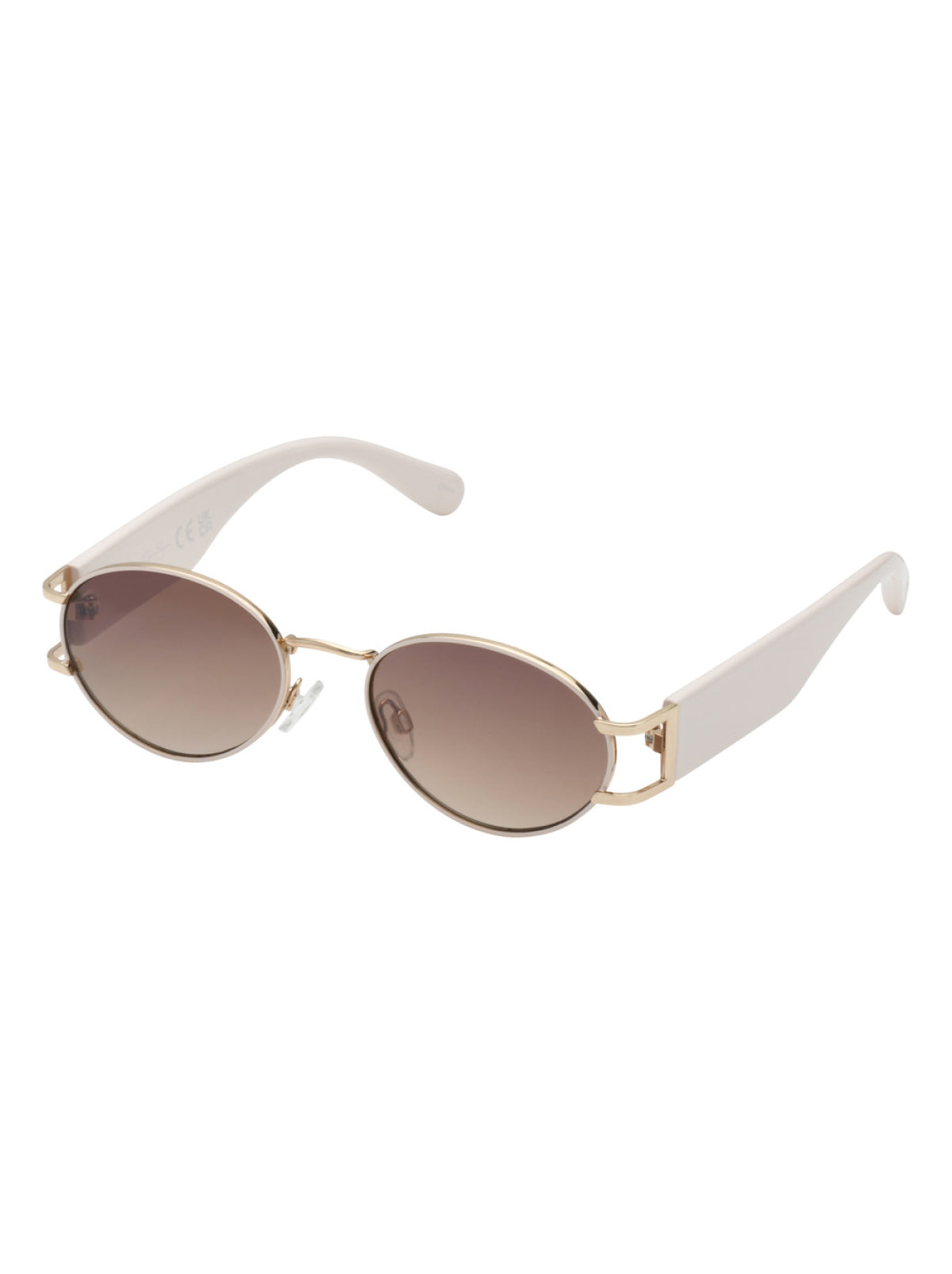 Retro Vintage Metal Oval Sunglasses in Cream